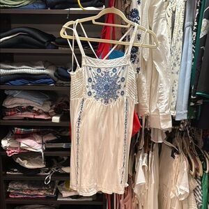 Topshop Ivory Dress with Navy Accents